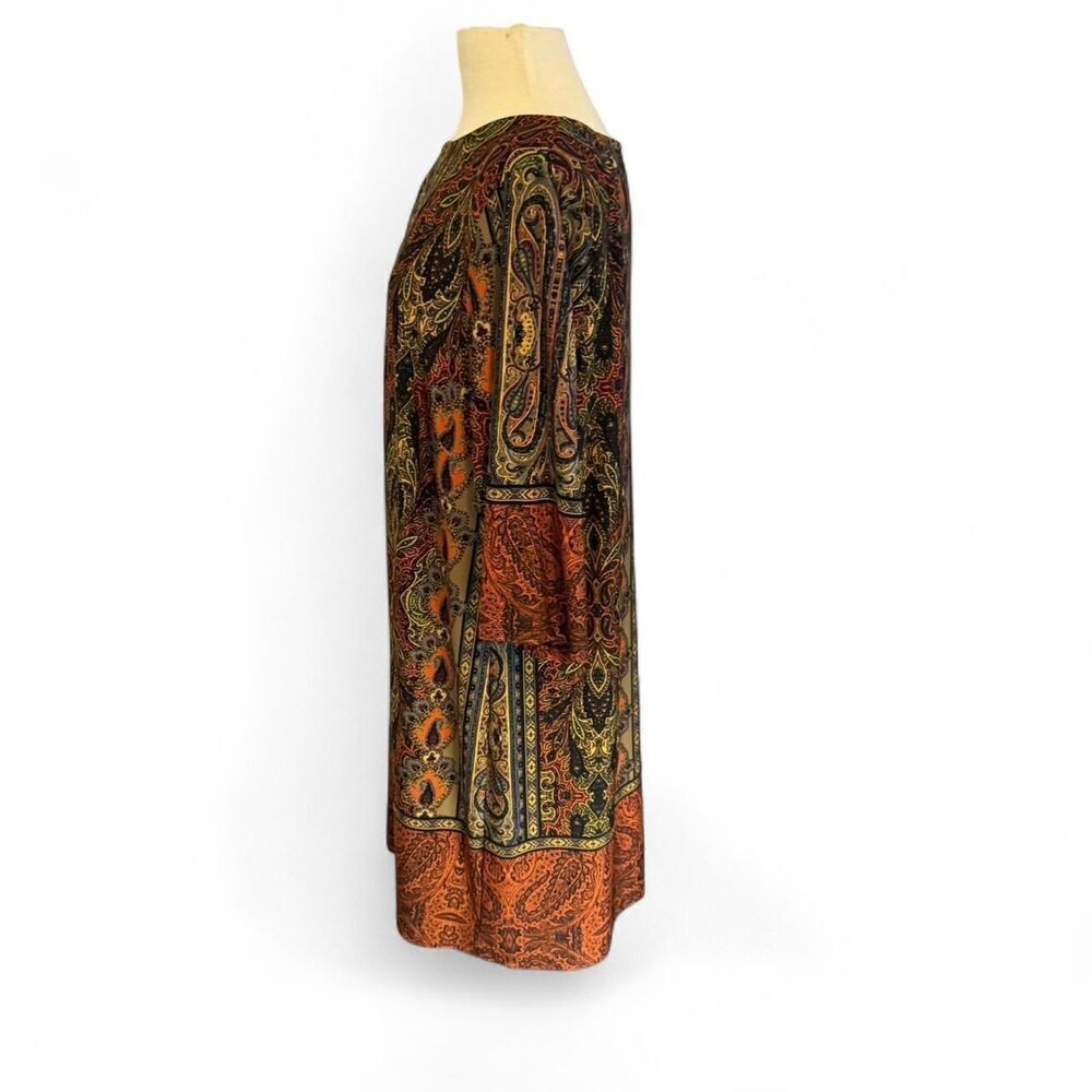 Emma & Michele Women's Paisley Gold Cutout Midi Shift Dress Size 2x - Picture 4 of 8